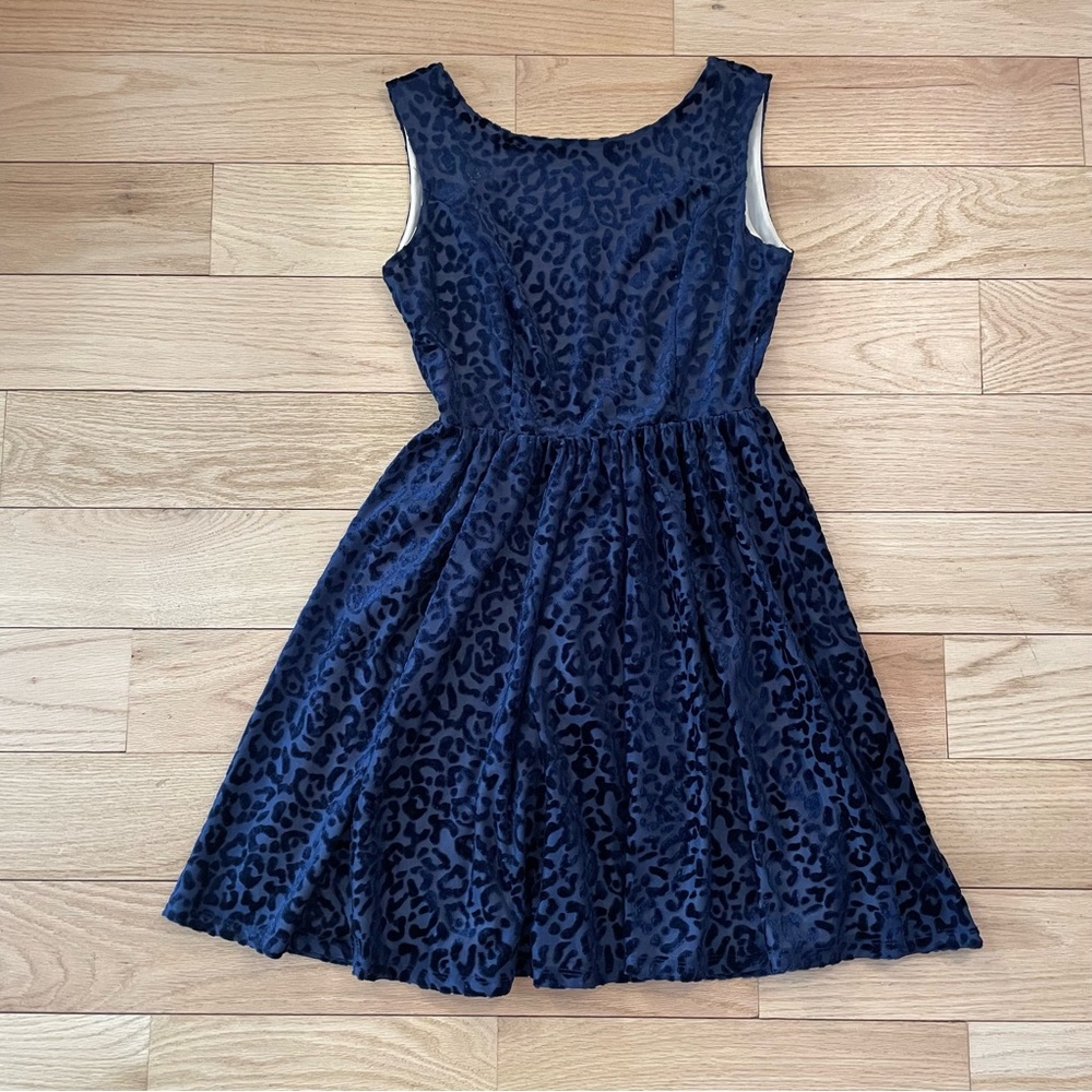 Zara Trafaluc velvet leopard navy dress